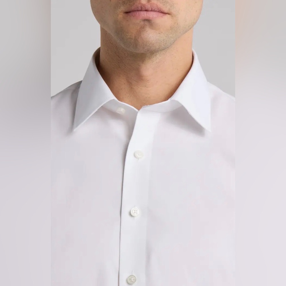 NWOT Nordstrom Non-Iron Trim Fit Solid Cotton Dress Shirt - Picture 2 of 5